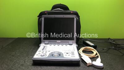 GE Logiq e Portable Ultrasound Scanner *Mfd - April 2010* with 1 x GE 4C-RS Ultrasound Transducer / Probe *Mfd - May 2010* and Power Supply in Carry Case (Powers Up, HDD Removed) *145654WX6* **IR716**