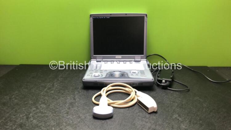 GE Logiq e Portable Ultrasound Scanner *Mfd - April 2010* with 1 x GE 4C-RS Ultrasound Transducer / Probe *Mfd - May 2010* and Power Supply (Powers Up, HDD Removed) *145654WX5* **IR717**