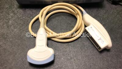 GE Logiq e Portable Ultrasound Scanner *Mfd - April 2010* with 1 x GE 4C-RS Ultrasound Transducer / Probe *Mfd - May 2010* and Power Supply (Powers Up, HDD Removed) *145654WX5* **IR717** - 4