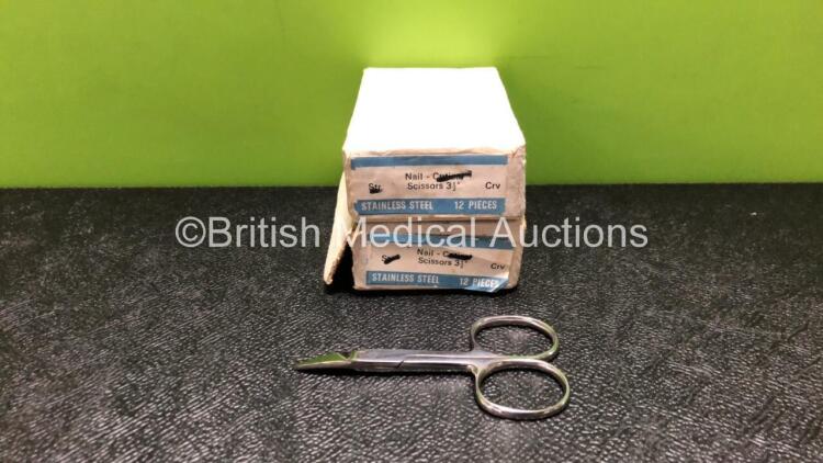 2 x Boxes of 12 Nail Cuticle Scissors 3.5 Inch (24 in Total) *Excellent Condition - Like New*