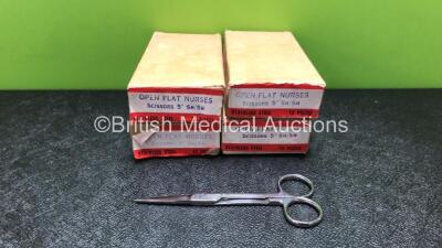 4 x Boxes of 12 Open Flat Nurses Scissors 5 Inch (48 in Total) *Excellent Condition - Like New*