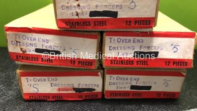 5 x Boxes of T Over End Dressing Forceps 5 Inch (60 in Total) *Excellent Condition - Like New* **Stock Photo** - 4