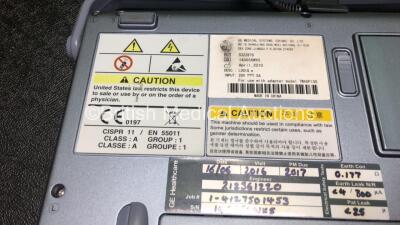 GE Logiq e Portable Ultrasound Scanner *Mfd - April 2010* with 1 x GE 4C-RS Ultrasound Transducer / Probe *Mfd - May 2010* and Power Supply (Powers Up, HDD Removed) *145654WX5* **IR717** - 7