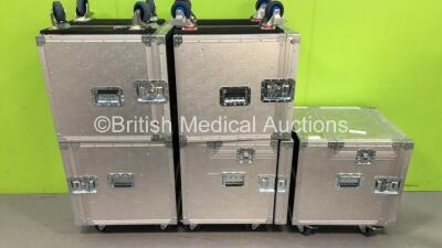 5 x Aluminium Transport Flight Cases on Wheels