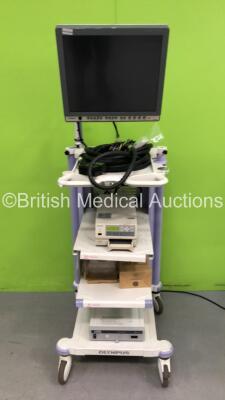 Olympus Stack Trolley with 1 x Olympus OEV191H Monitor, 1 x Storz Telecam SL II 202130 20 Camera Unit, 1 x Sony UP-21MD Printer and 1 x Connecting Cable (All Power Up) *GA663416-P*