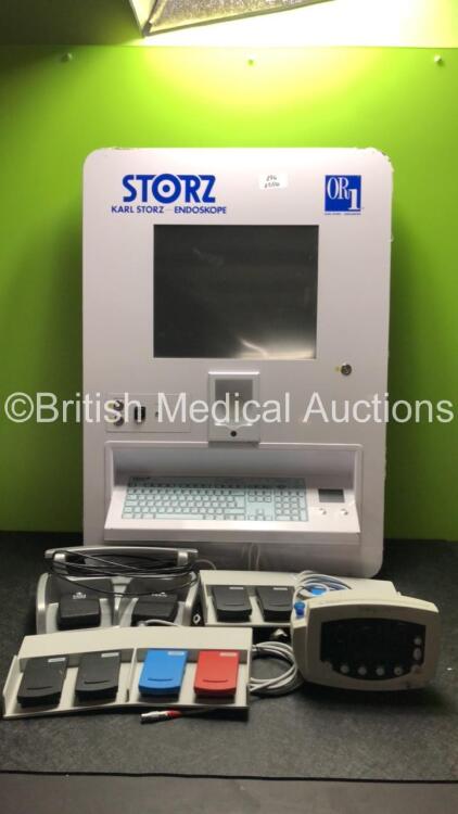 Mixed Lot Including 1 x Karl Storz Control Display/Workstation,1 x Welch Allyn 53NT0 Patient Monitor (Powers Up with E41 Error), 2 x Aqua Vision 4-Way Footswitches and 1 x Ethicon Endo Surgery Footswitch Ref FSW11 * Mfd 2011 *