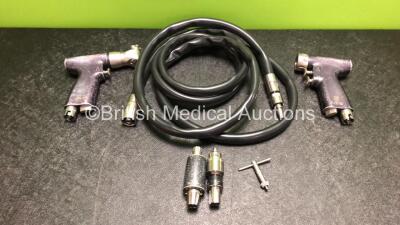 1 x DeSoutter DirectDrive DPX-500 and 1 x DeSoutter Multi-Drive MX-500 Handpiece with 2 x Attachments and 1 x Hose