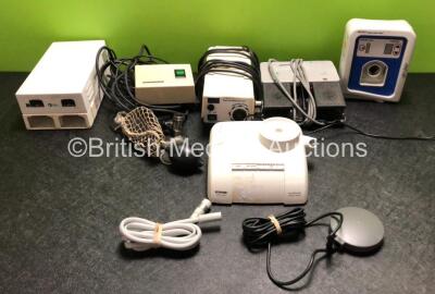 Mixed Lot Including 1 x Stryker AHTO Irrigation Pump, 1 x EMS miniMaster Piezon Scaler with Footswitch and Handpiece Cable, 1 x Linvatec Footswitch, 1 x Squirrel 5800 Unit, 1 x Welch Allyn Scope and Pump and 1 x Datex Ohmeda Battery Charging Unit