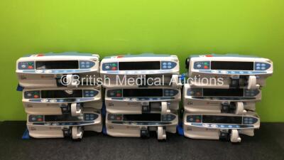 9 x CareFusion Alaris GH Syringe Pumps (All Power Up, 1 x Powers Up with Blank Screen, 4 x Require Service)