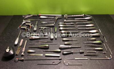 Job Lot of Various Surgical Instruments and 1 x Stryker Ref 4115 Battery Pack