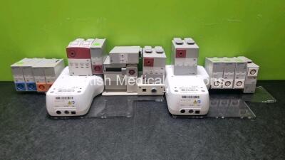 Job Lot Including 3 x Hewlett Packard NBP Modules, 1 x Hewlett Packard Press Module, 1 x Philips Press Module, 1 x Hewlett Packard SpO2 Module , 1 x Agilent SpO2 Module, 2 x Hewlett Packard C.O Modules, 4 x Hewlett Packard ECG / RESP Modules, 1 x Agilent 