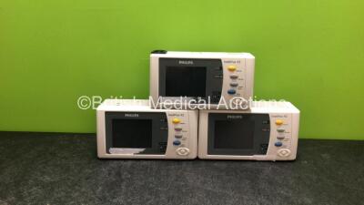 3 x Philips IntelliVue X2 Handheld Patient Monitors with Press, Temp, NBP, SPO2 and ECG Resp Options (All Untested Due to No Batteries) *DE03796949 / DE466H4462 / DE03797354*