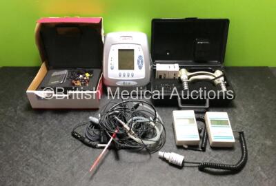 Mixed Lot Including 2 x Teledyne Analytical Instruments Percent Oxygen TED 60T Handheld Units,1 x Breas Vivo 30 Ventilator,1 x Baseline Hydraulic Hand Dynamometer,1 x Everyway Medical N607 EMS Muscle Stimulator in Case and Assorted Leads * SN V110071 / 17