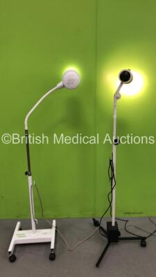 2 x Daray Examination Lights on Stands (Both Power Up - 1 x Missing Wheel) *na*