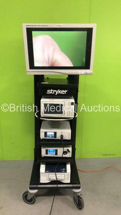 Stryker Stack System Including 1 x Stryker Vision Elect HDTV Surgical Viewing Monitor,1 x Stryker SDC Ultra HD Information Management System (HDD Removed) *Damaged casing-See Photo* 1 x Stryker 1488 HD High Definition Camera Unit, 1 x Stryker 1488-210-105