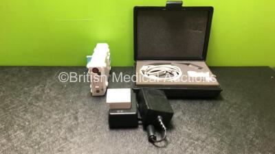 Mixed Lot Including 1 x Philips M3015A Opt: C06 Multiparameter Module with Press, Temp and CO2 Microstream Options, 1 x Datex Ohmeda Mainstream CO2 Sensor in Case and 1 x Diagnostic Ultrasound Bladder Scanner Battery Charger with Battery (No Power) *DE020