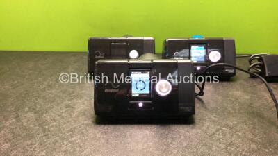 3 x ResMed Airsense 10 Autoset CPAP Units with 2 x AC Power Supplies (All Power Up) *SN 23202836084, 23202565181, 23182463078*