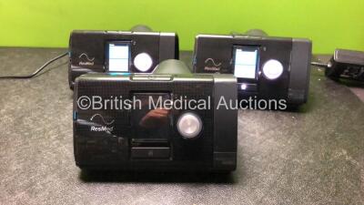 3 x ResMed Airsense 10 Autoset CPAP Units with 2 x AC Power Supplies (All Power Up, 2 with Missing Side Covers-See Photos) *SN 23203199231, 23211874235, 23191070844*