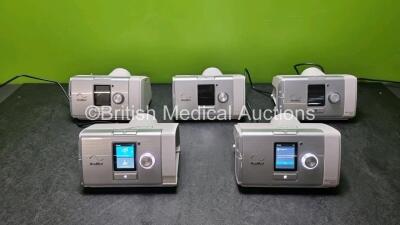 5 x ResMed AirCurve 10 Vauto CPAP Units (All Power Up, 3 x with Missing Cover on Case and 1 x with Missing Humidifier Chamber - See Photos) *EN 21485 / 24686 / 24045 / 24886 / 21487*