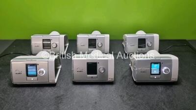 6 x ResMed AirCurve 10 Vauto CPAP Units (All Power Up, 4 x with Missing Cover on Case. All Missing Humidifier Chamber - See Photos) *EN 20818 / 21319 / 22760 / 22287 / 21789 / 27824*