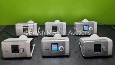 6 x ResMed AirCurve 10 Vauto CPAP Units (All Power Up, 4 x with Missing Cover on Case. All Missing Humidifier Chamber - See Photos) *EN 20818 / 21319 / 22760 / 22287 / 21789 / 27824* - 2