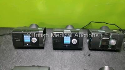 Job Lot Including 4 x ResMed AirSense 10 Elite Autoset CPAP Units (All Power Up All Units Missing Humidifier Chambers and 1 x Missing Casing - See Photos) and 1 x Resmed Lumis 100 VPAP ST-A Unit (Powers up, Missing Cover on Case and Humidifier Chamber - - 4