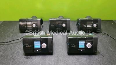 5 x ResMed AirSense 10 Elite Autoset CPAP Units with 4 x Power Supplies (All Power Up, 3 x with Missing Casing, All Missing Humidifier Chamber - See Photo) *EN 31221 / 25202 / 29859 / 30720 / 28039*