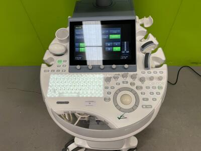 GE Voluson E10 BT17 OLED Flat Screen Ultrasound Scanner *Mfd - 10/2017* Software Version - EC320 with 4 x Transducers / Probes (1 x RIC5-9-D *Mfd - 05/2016*, 1 x RM6C *Mfd - 10/2017*, 1 x C1-5-D *Mfd - 09/2017* and 1 x C4-8-D *Mfd - 08/2017*) and Sony UP- - 3