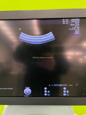 GE Voluson E10 BT17 OLED Flat Screen Ultrasound Scanner *Mfd - 10/2017* Software Version - EC320 with 4 x Transducers / Probes (1 x RIC5-9-D *Mfd - 05/2016*, 1 x RM6C *Mfd - 10/2017*, 1 x C1-5-D *Mfd - 09/2017* and 1 x C4-8-D *Mfd - 08/2017*) and Sony UP- - 12