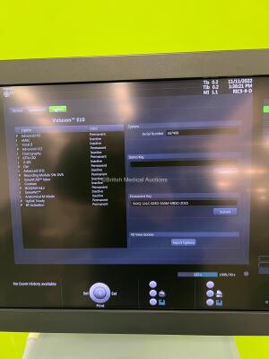 GE Voluson E10 BT17 OLED Flat Screen Ultrasound Scanner *Mfd - 10/2017* Software Version - EC320 with 4 x Transducers / Probes (1 x RIC5-9-D *Mfd - 05/2016*, 1 x RM6C *Mfd - 10/2017*, 1 x C1-5-D *Mfd - 09/2017* and 1 x C4-8-D *Mfd - 08/2017*) and Sony UP- - 14