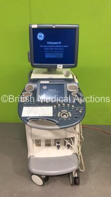 GE Voluson E6 Flatscreen Ultrasound Scanner *Mfd 06-2010* Software Version B 10.0.0.3065 with 2 x Transducer / Probes- 1 x GE AB-2-7-D REF H48651MW Transducer/Probe *Mfd 05-2010* (Damaged Cable-See Photo) 1 x GE IC5-9-D REF 5194434 Transducer /Probe *Mfd 