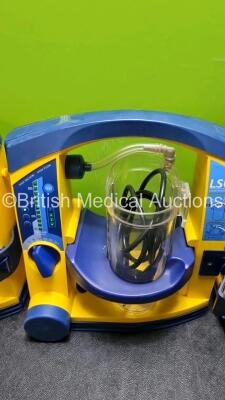 4 x Laerdal LSU Suction Units with 4 x Cups All with Missing Lids (All Power Up) *SN 78331076580 / 78331076553 / 78331076557 / 78161071993* - 4