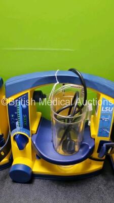 "4 x Laerdal LSU Suction Units with 4 x Cups All with Missing Lids (All Power Up 2 x with Damage to Casing - See Photo ) *SN 78170896057 / 785109684426 / 78020437842 / 78510968427*" - 3