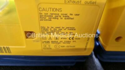 4 x Laerdal LSU Suction Units with 4 x Cups All with Missing Lids (All Power Up, 2 x with Damage to Casing - See Photos) *SN 78120440054 / 78100668687 / 78200441927 / 78120440090* - 8