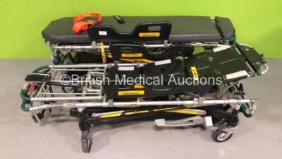 2 x Ferno Pegasus Ambulance Stretchers with 1 x Mattress (Both Tested, 1 working with Missing Side Arm, 1 Hydraulics Not Working) *SN PEG3514*