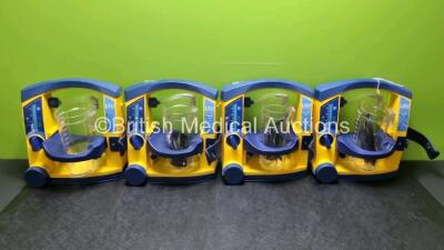 4 x Laerdal LSU Suction Units with 4 x Cups All with Missing Lids (All Power Up) *SN 78390788827 / 78100668688 / 78161071923 / 78161071929*