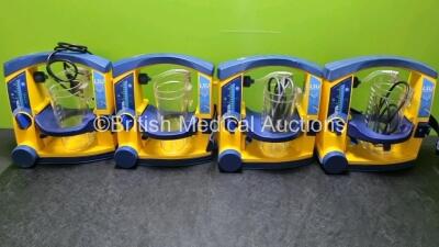 4 x Laerdal LSU Suction Units with 4 x Cups All with Missing Lids (All Power Up) *SN 78161071918 / 78200441931 / 78020437659 / 78440564022*