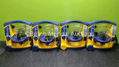 4 x Laerdal LSU Suction Units with 4 x Cups All with Missing Lids (All Power Up 2 x with Damage to Casing - See Photos) *SN 78161719924 / 78161071920 / 78291581322 / 78130895071*