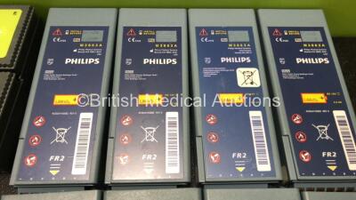 Job Lot Including 3 x Ref 6500-101-010 Batteries, 1 x Physio Control Ref 21330-001176 Battery, 1 x LSU Battery, 1 x Panasonic Rechargeable Lead Acid Battery, 2 x Zoll AED Pro Battery Packs and 10 x Philips FR2 M3863A Batteries *All Untested* - 3