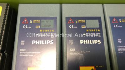 Job Lot Including 3 x Ref 6500-101-010 Batteries, 1 x Physio Control Ref 21330-001176 Battery, 1 x LSU Battery, 1 x Panasonic Rechargeable Lead Acid Battery, 2 x Zoll AED Pro Battery Packs and 10 x Philips FR2 M3863A Batteries *All Untested* - 4