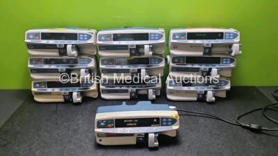 Job Lot Including 7 x CareFusion Alaris GH Guardrails Plus Syringe Pumps (All Power Up, Some with Damage to Casing - See Photos, 2 x Carefusion Alaris GH Syringe Pumps (Both Power Up) and 1 x Asena Alaris GH MK3 Syringe Pump (No Power) *SN 135102468 / 800