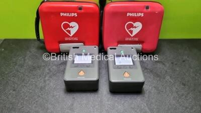 2 x Philips FR3 Heartstart Defibrillators in Carry Cases (Both Power Up with Stock Battery Stock Battery Not Included) *SN c15b-00516 / c15a-01510