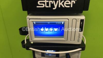 Stryker Stack Trolley Including 1 x Stryker Vision Pro LCD Display Monitor with 1 x Stryker Pneumo Sure High Flow Insufflator, 1 x Stryker SDC3 HD Information Management System, 1 x Stryker 1488 HD High Definition Camera Unit, 1 x Stryker L9000 LED Light - 4