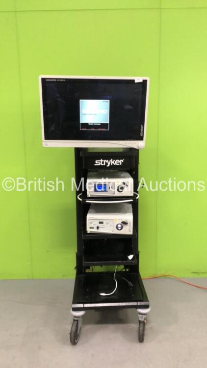 Stryker Stack Trolley Including 1 x Stryker VisionPro LED Display Monitor, 1 x Stryker X8000 Light Source (All Power Up)