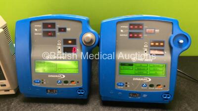 Job Lot Including 2 x GE Dinamap Pro 300V2 Vital Signs Monitors (Both Power Up with Damage to Casing, 1 x Missing Dial - See Photos) and 1 x Philips M3 M3046A Patient Monitor (Powers Up, Damaged Handle and Casing - See Photos) - 2