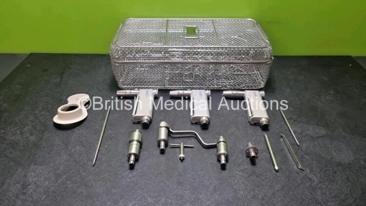 Job Lot Including 3 x ScandiMed 4410 Implant A.B. Handpieces, 1 x Swiss Drill Ref 05.001.253 Attachment 1 x Swis Drill AO / ASI Ref 05.001.250 Attachment, 1 x Swiss Mini Dental 532.011 Attachment, and 1 x Swiss 510.191 Attachment in Metal Tray