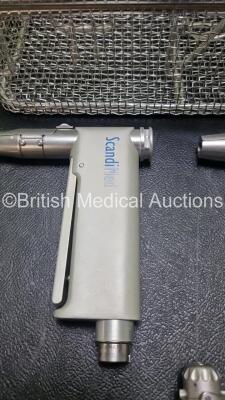 Job Lot Including 3 x ScandiMed 4410 Implant A.B. Handpieces, 1 x Swiss Drill Ref 05.001.253 Attachment 1 x Swis Drill AO / ASI Ref 05.001.250 Attachment, 1 x Swiss Mini Dental 532.011 Attachment, and 1 x Swiss 510.191 Attachment in Metal Tray - 4