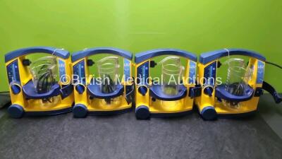 4 x Laerdal LSU Suction Units with 4 x Cups All with Missing Lids (3 x Power Up, 3 x with Damage to Casing - See Photos) *SN 78161071931 / 78331076556 / 78190558303 / 78170441095*