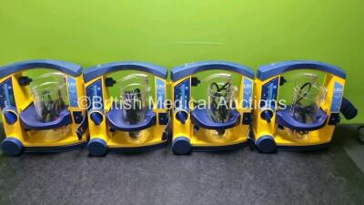 4 x Laerdal LSU Suction Units with 4 x Cups All with Missing Lids (All Power Up, 1 x Damage to Casing - See Photo) *SN 78331076561 / 78130440138 / 72870899409 / 78161071926*