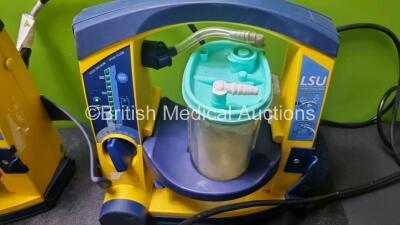 5 x Laerdal LSU Suction Units with 4 x Cups and lids (4 x Power Up, All with Damage to Casing - See Photos) - 2